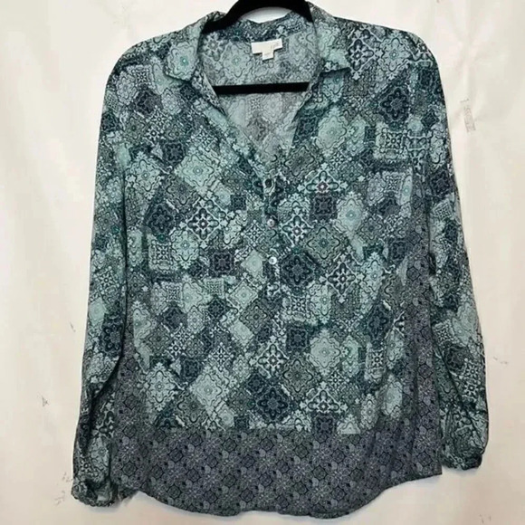 J Jill 3/4 button collar top size large - Picture 2 of 6